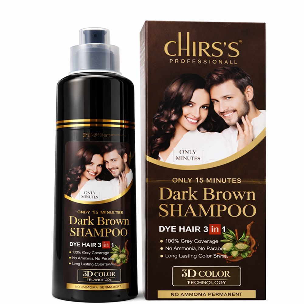 Chirs’s Professional Dark Brown Dye Hair Shampoo (3 in 1)